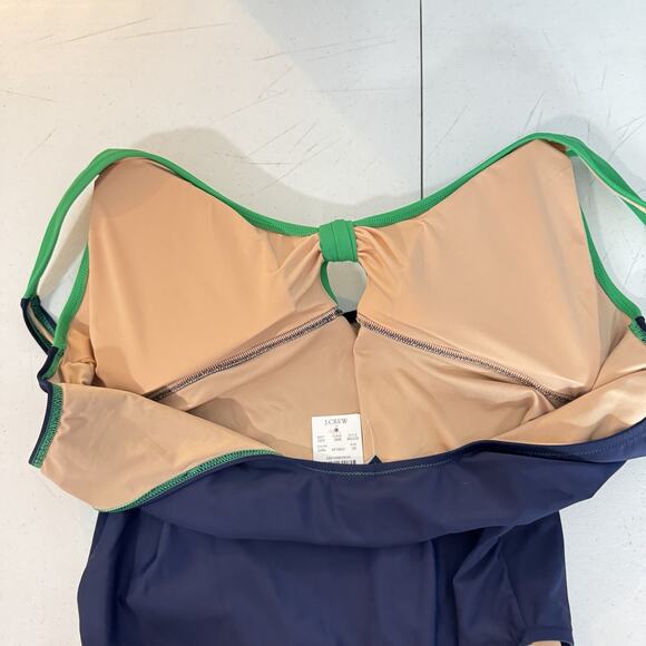 J. Crew Cutout One-Piece Swimsuit with Bow Size 3X Green Blue Colorblock New - Picture 4 of 12